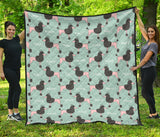 Poodle Dog Green Background Premium Quilt