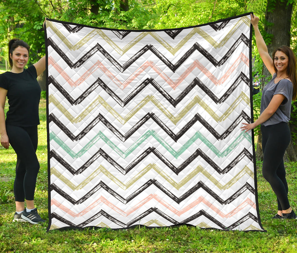 Zigzag  Chevron Paint Pattern Premium Quilt