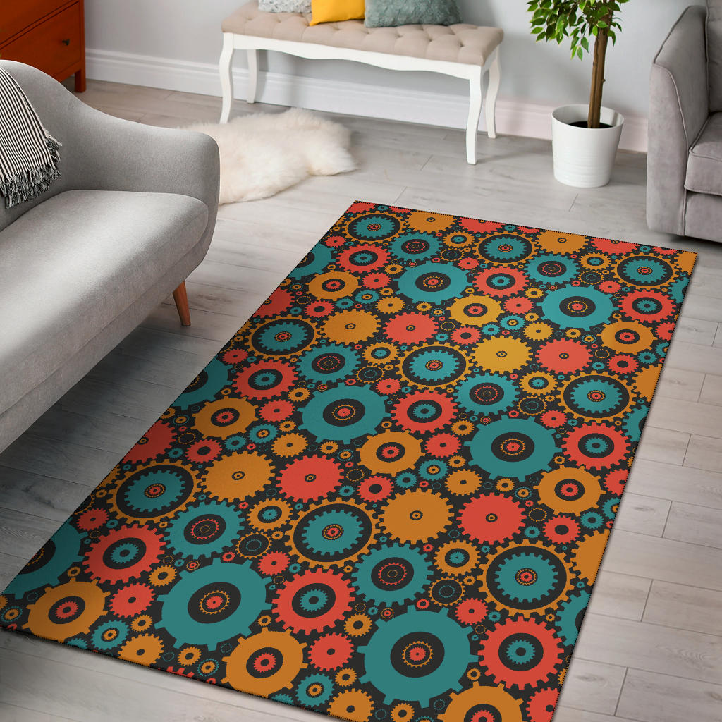 Gear Pattern Print Design 01 Area Rug
