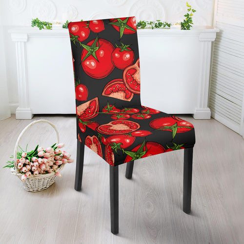Tomato Black Background Dining Chair Slipcover