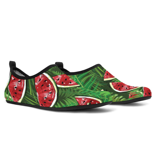 Watermelons Tropical Palm Leaves Pattern Background Aqua Shoes