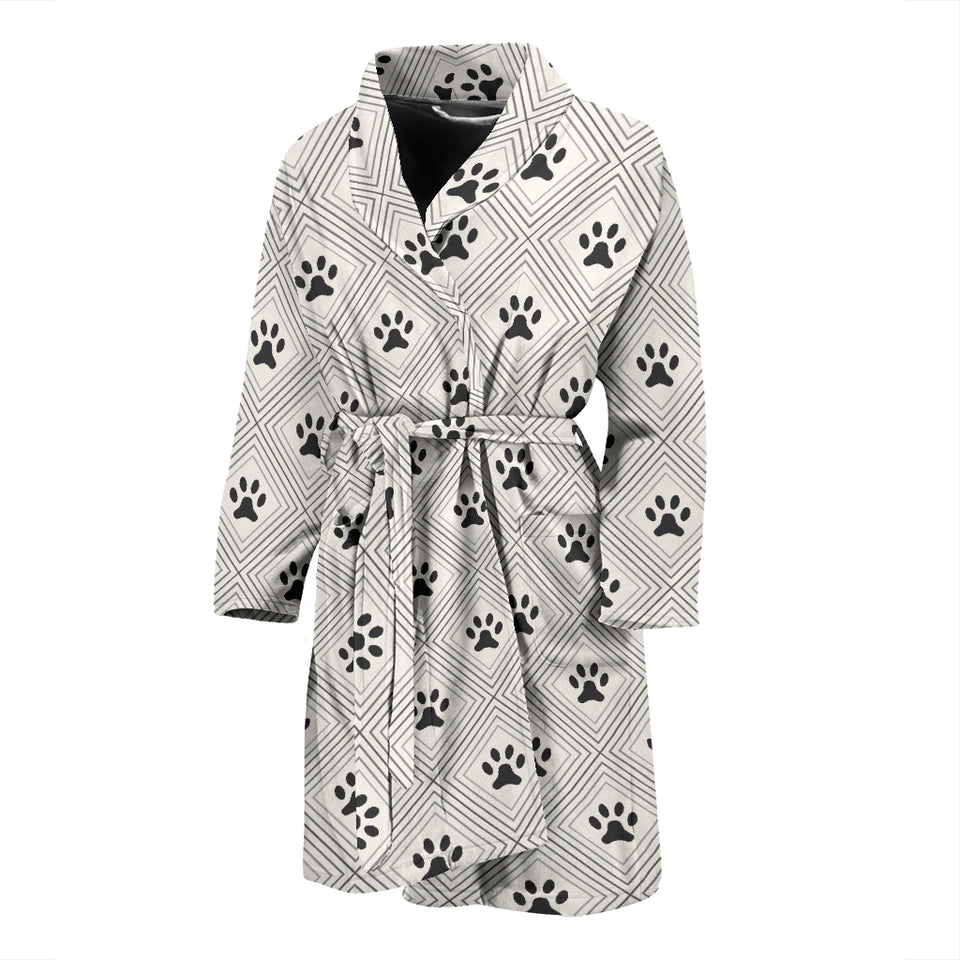Dog Paws Pattern Print Design 03 Men's Bathrobe