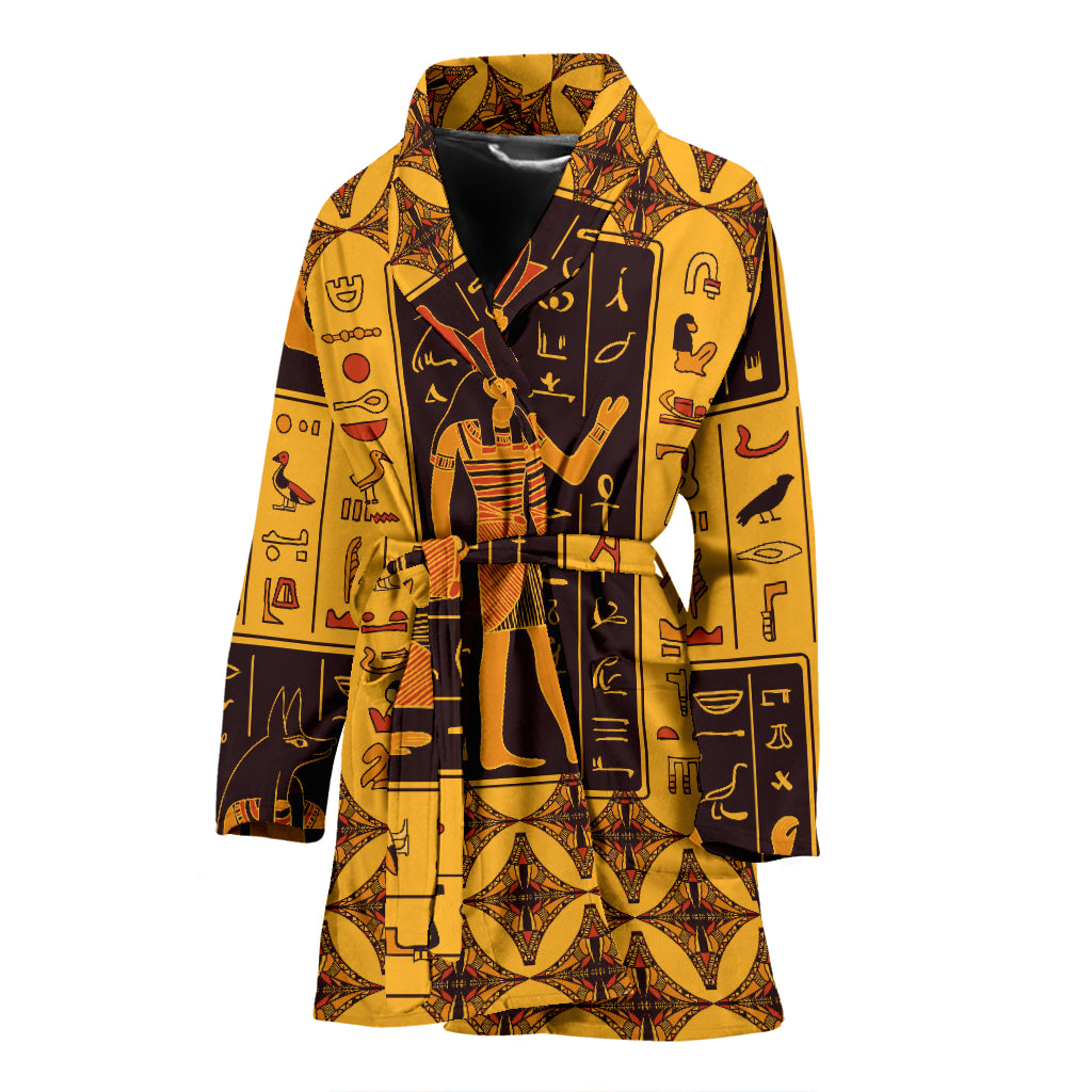 Egypt Hieroglyphics Pattern Print Design 05 Women's Bathrobe