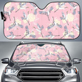 Japanese Crane Rose Pattern Car Sun Shade