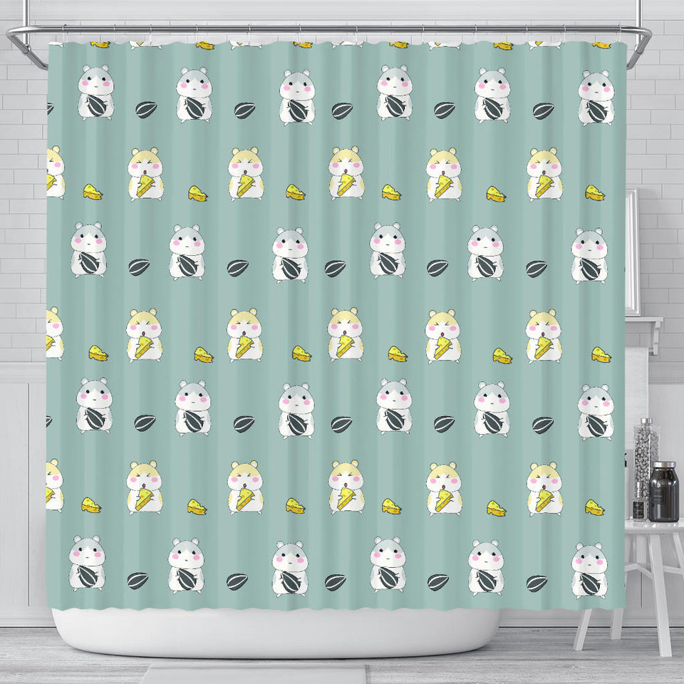 Cute Hamster Cheese Pattern Shower Curtain Fulfilled In US
