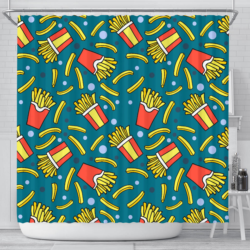 French Fries Red Paper Box Pattern Shower Curtain Fulfilled In US
