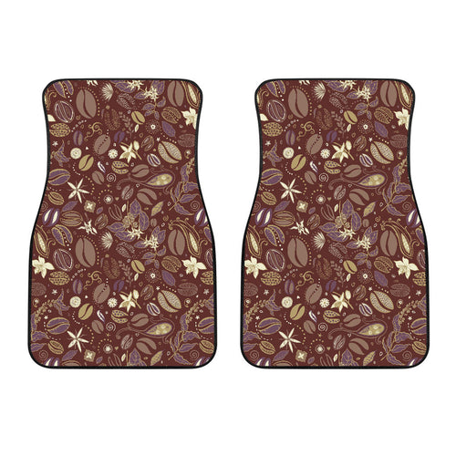 Coffee Bean Flower Pattern Front Car Mats
