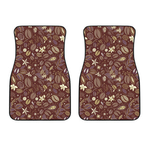 Coffee Bean Flower Pattern Front Car Mats