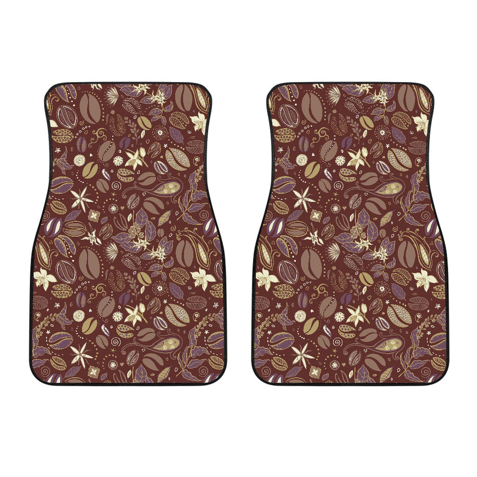 Coffee Bean Flower Pattern Front Car Mats