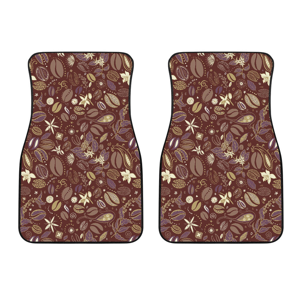 Coffee Bean Flower Pattern Front Car Mats