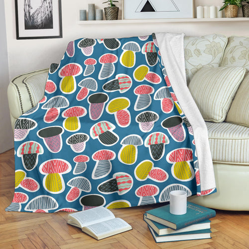 Colorful Mushroom Design Pattern Premium Blanket