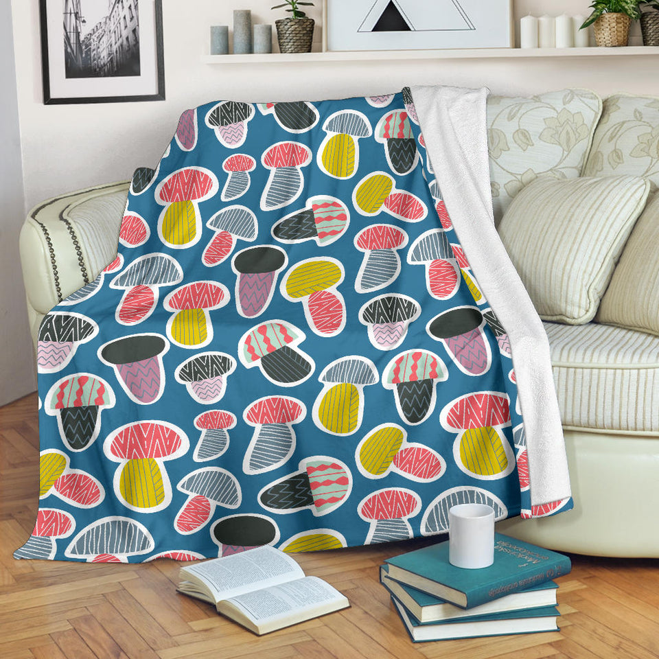 Colorful Mushroom Design Pattern Premium Blanket