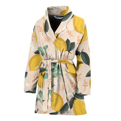 Lemon Flower Leave Pattern Women'S Bathrobe