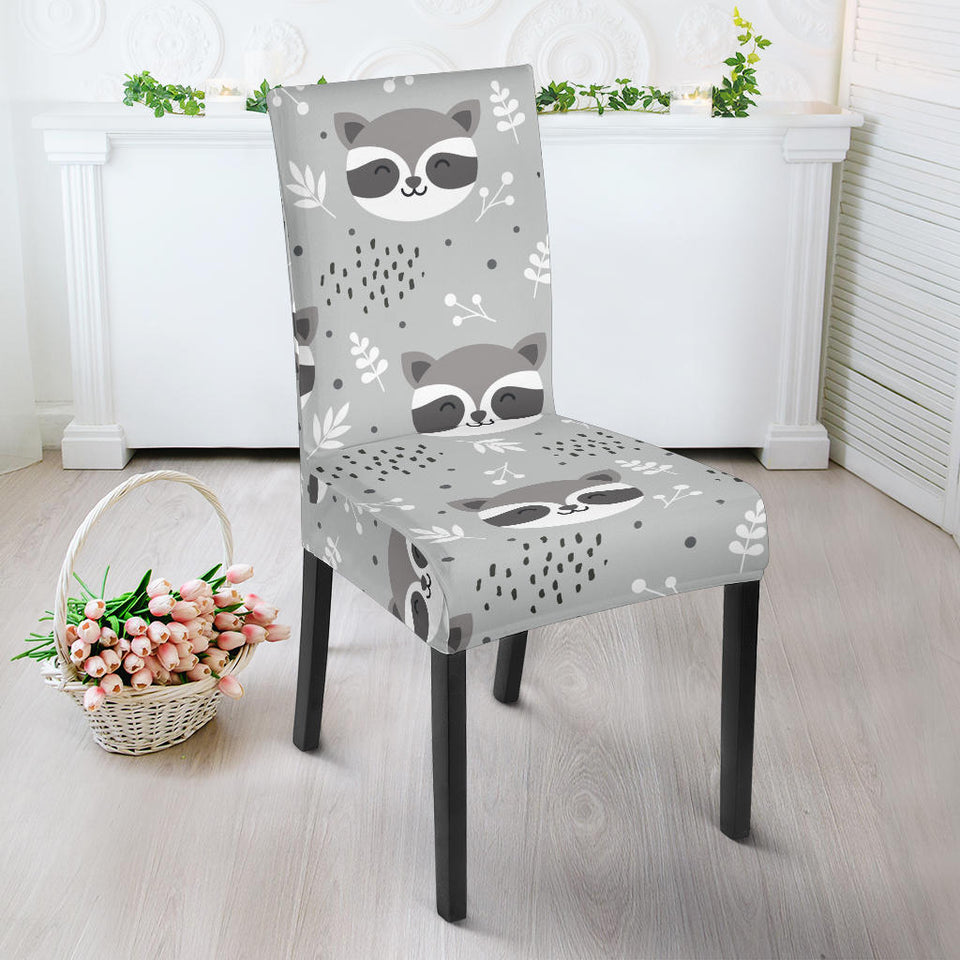 Cute Raccoons Leaves Dot Dining Chair Slipcover
