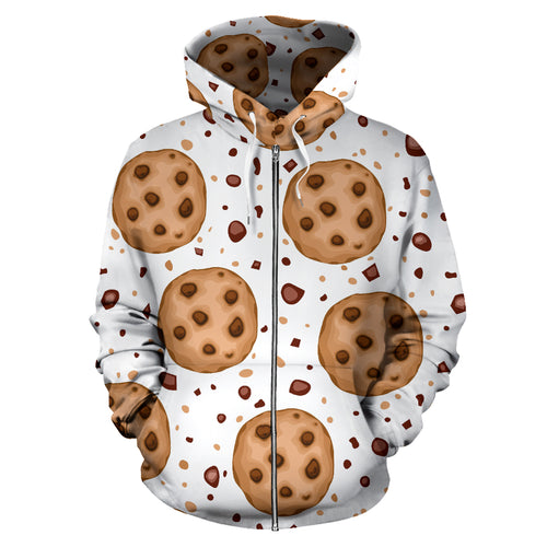 Chocolate Chip Cookie Pattern Zip Up Hoodie