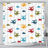 Colorful Helicopter Pattern Shower Curtain Fulfilled In US