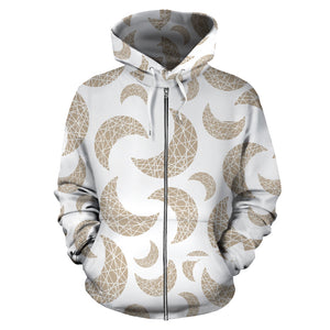 Cool Gold Moon Abstract Pattern Zip Up Hoodie