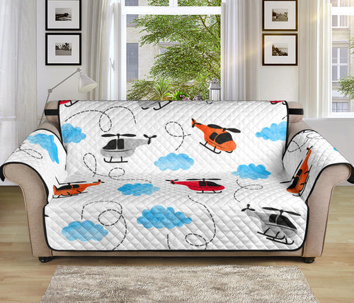 Watercolor helicopter cloud pattern Sofa Cover Protector