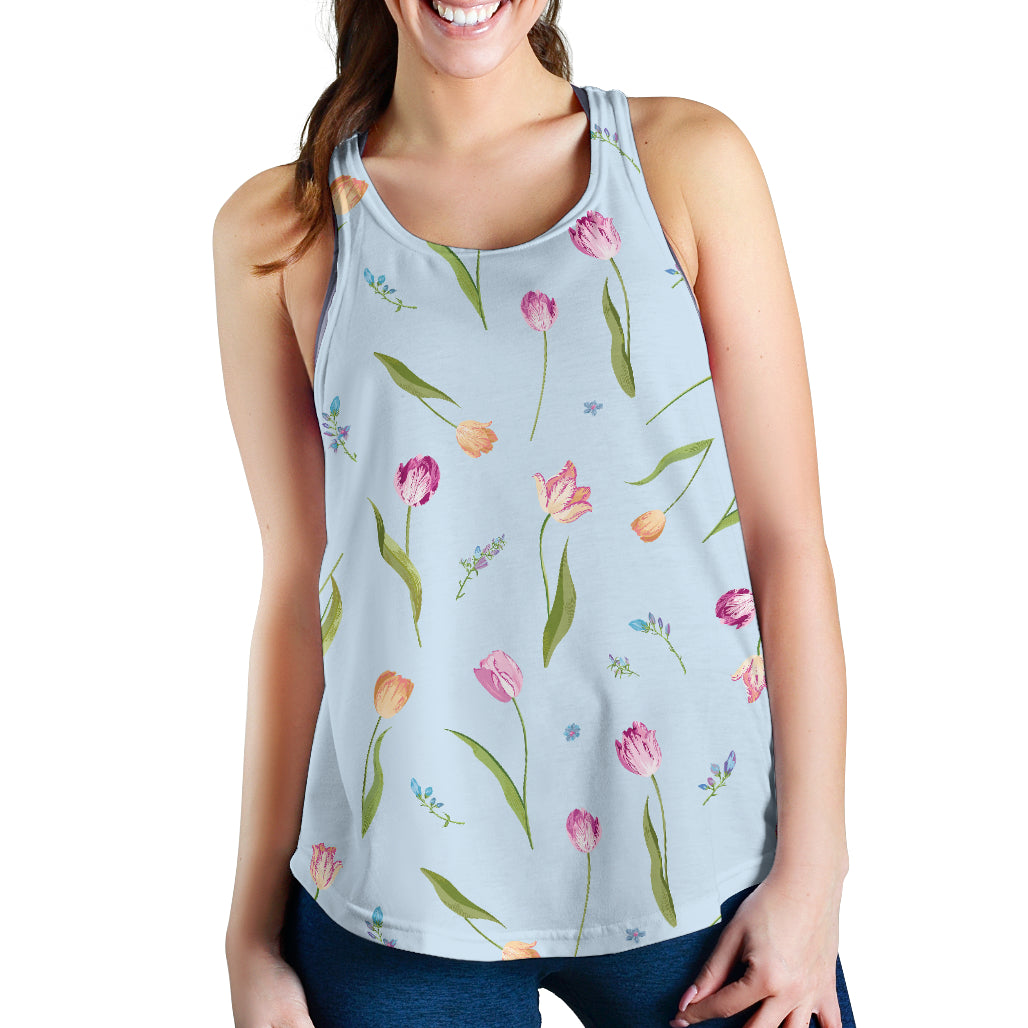 Watercolor Tulips pattern Women Racerback Tank Top