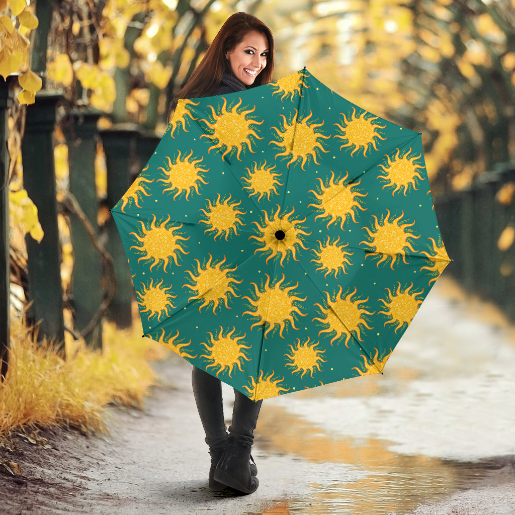Sun Green Background Umbrella