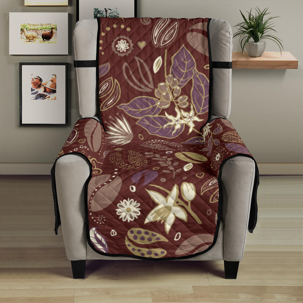 Coffee bean flower pattern Chair Cover Protector