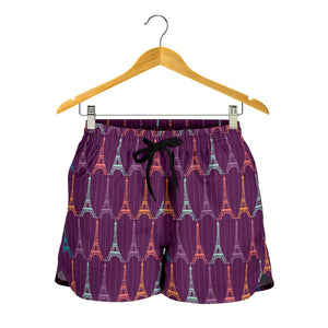 Eiffel Tower Pattern Print Design 05 Women Shorts