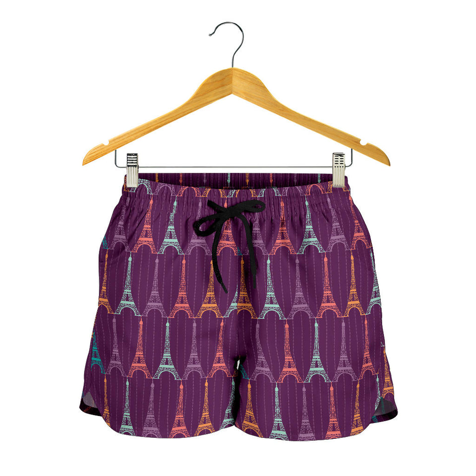 Eiffel Tower Pattern Print Design 05 Women Shorts