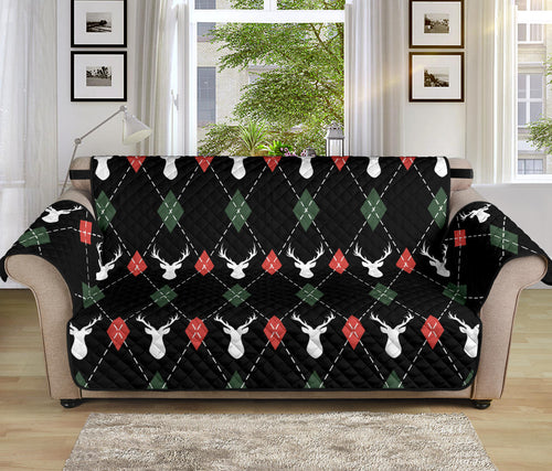 Deer Christmas new year pattern argyle Sofa Cover Protector