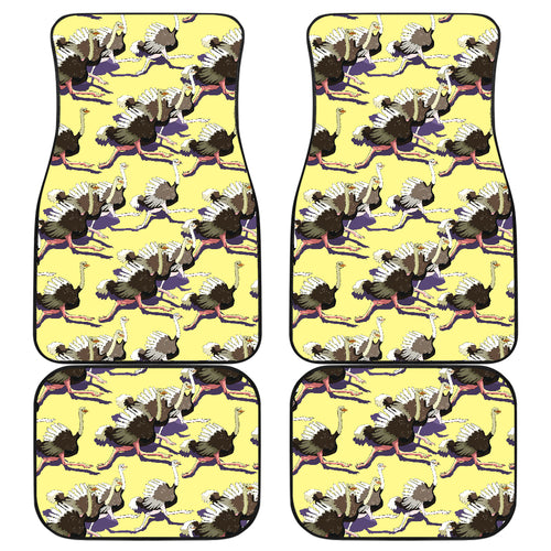 Ostrich Pattern Print Design 04 Front and Back Car Mats