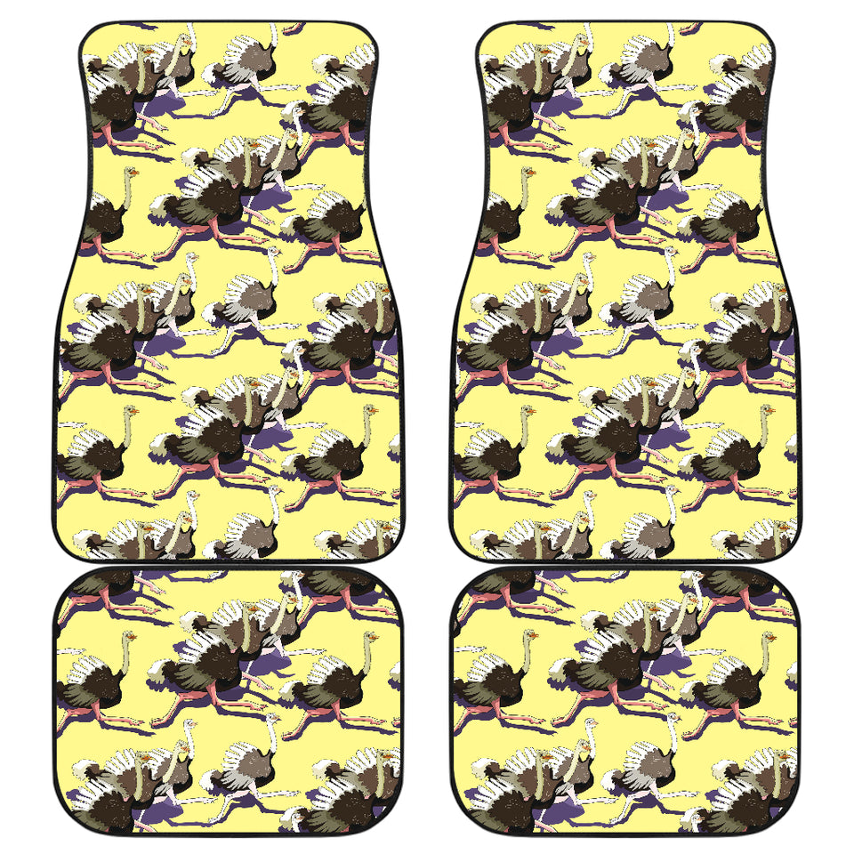 Ostrich Pattern Print Design 04 Front and Back Car Mats