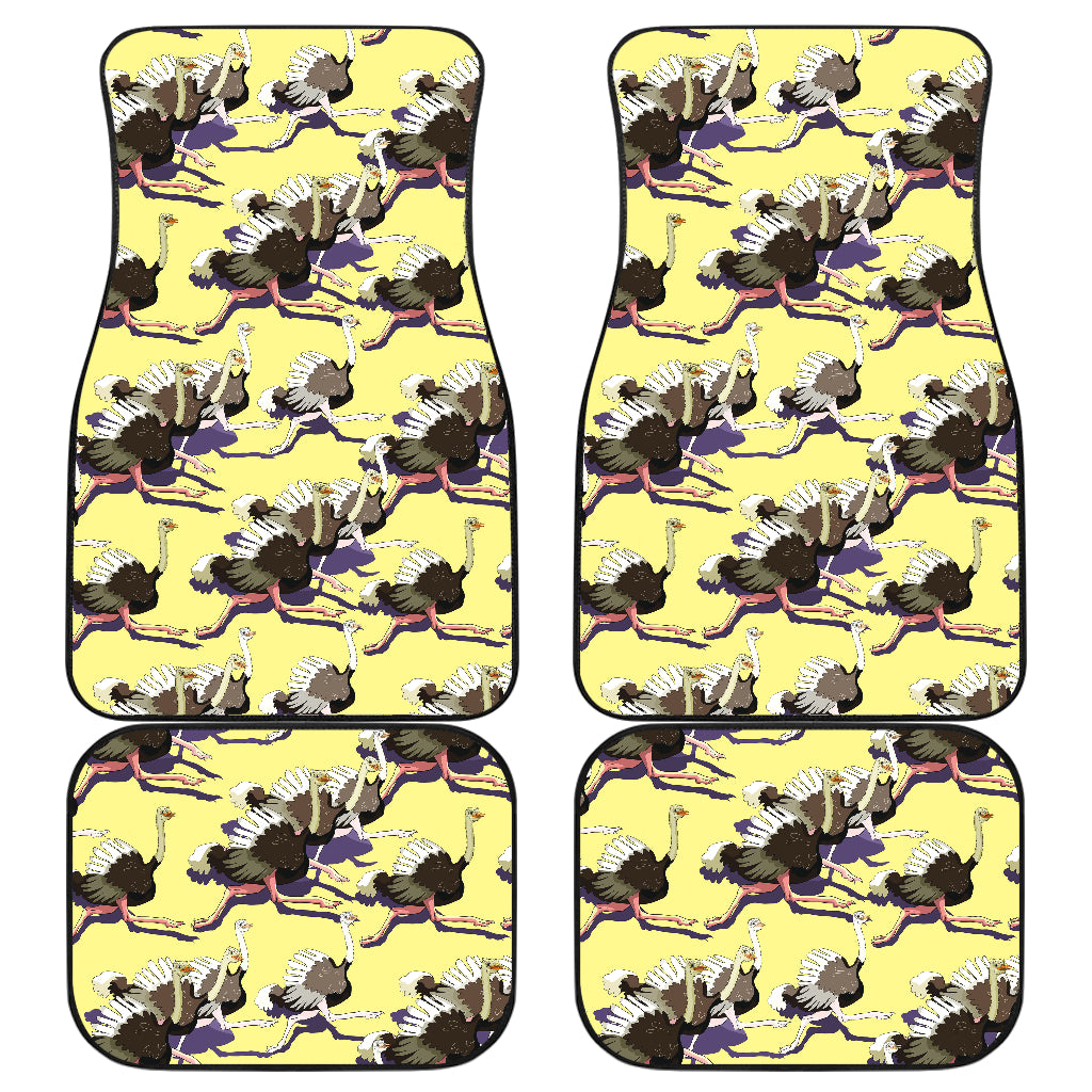 Ostrich Pattern Print Design 04 Front and Back Car Mats