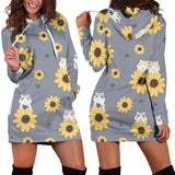 Cute Hamster Sunflower Pattern Background Women'S Hoodie Dress