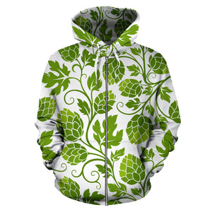 Hop Design Pattern Zip Up Hoodie