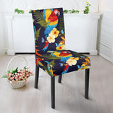 Colorful Parrot Flower Pattern Dining Chair Slipcover