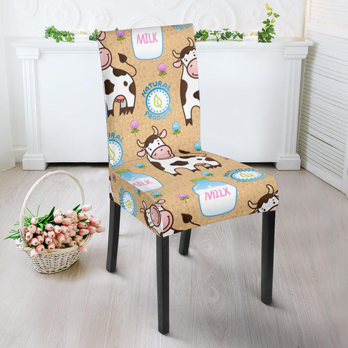 Cow Bottle Of Milk Pattern Dining Chair Slipcover
