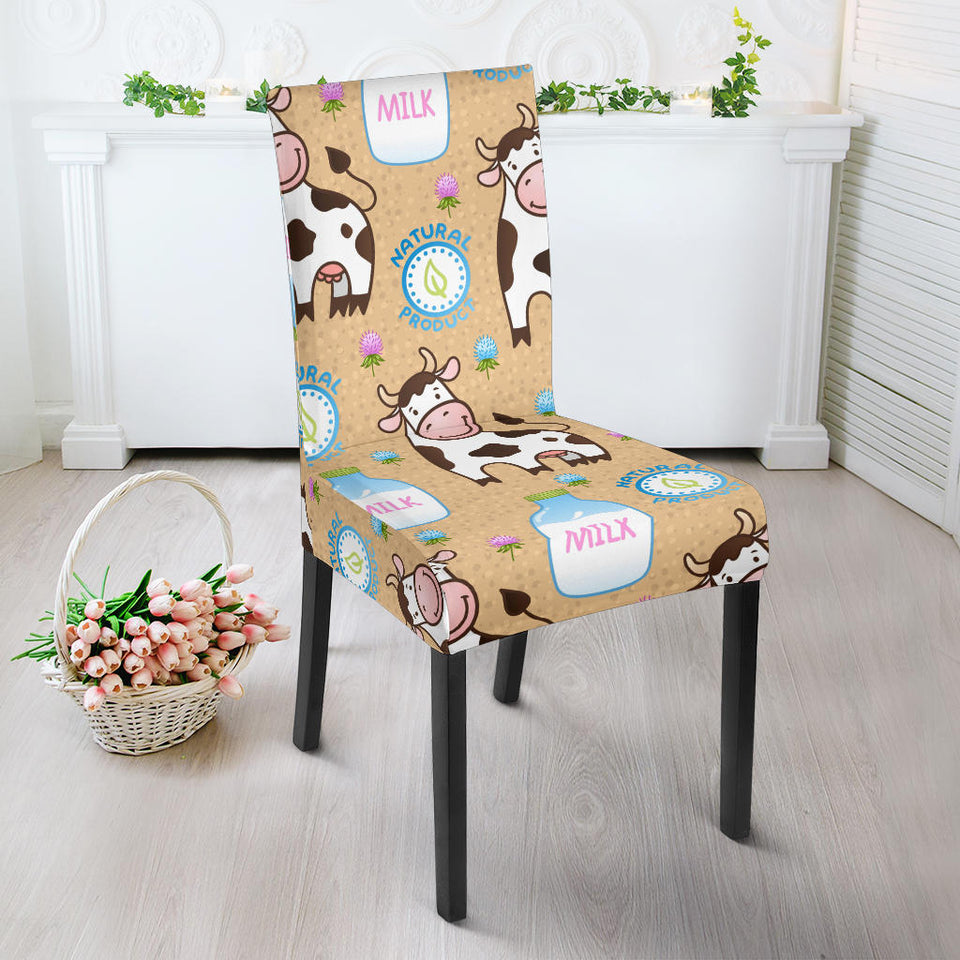 Cow Bottle Of Milk Pattern Dining Chair Slipcover