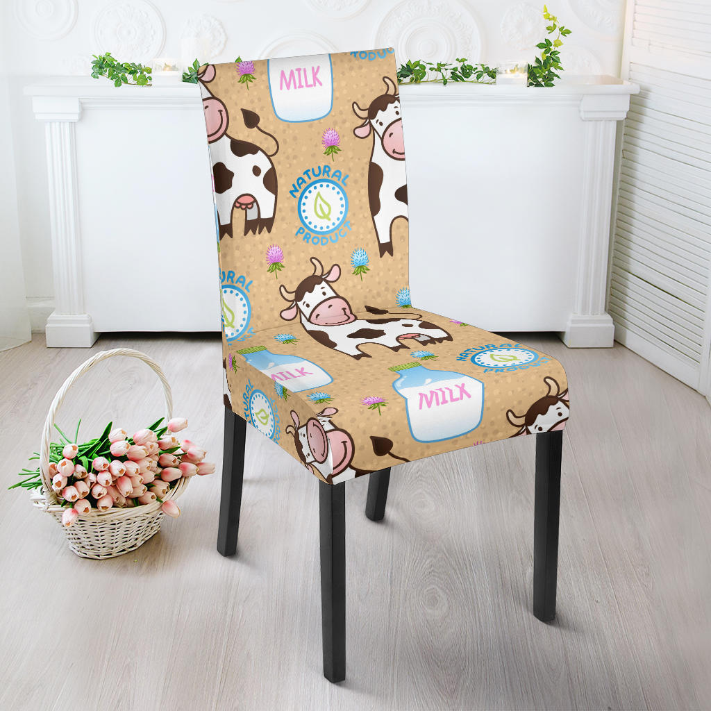 Cow Bottle Of Milk Pattern Dining Chair Slipcover