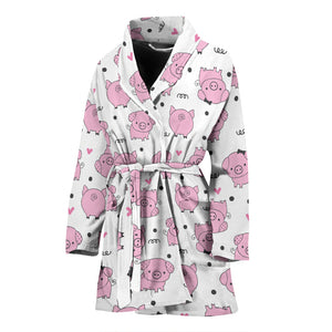 Pig Pattern Print Design 03 Women's Bathrobe