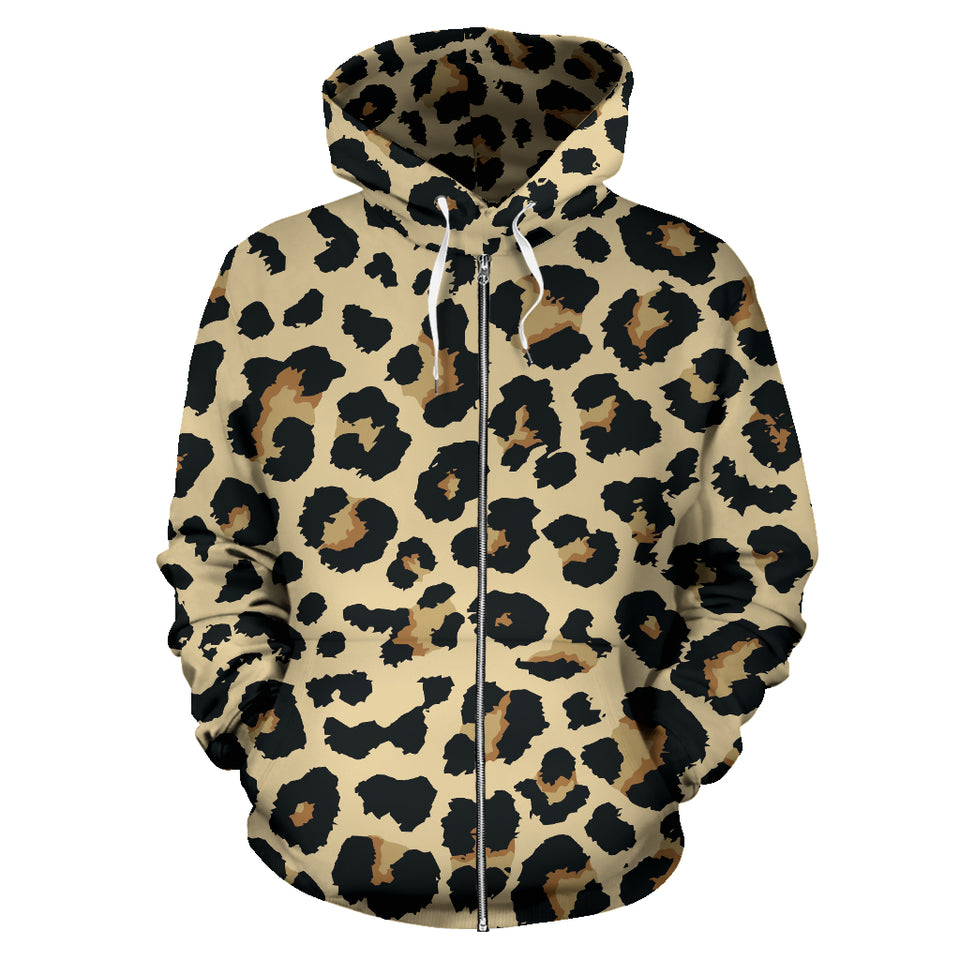 Leopard Print Design Pattern Zip Up Hoodie