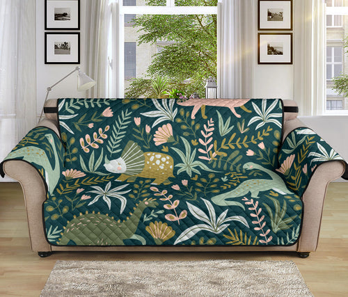dinosaurs tropical leaves flower pattern Sofa Cover Protector