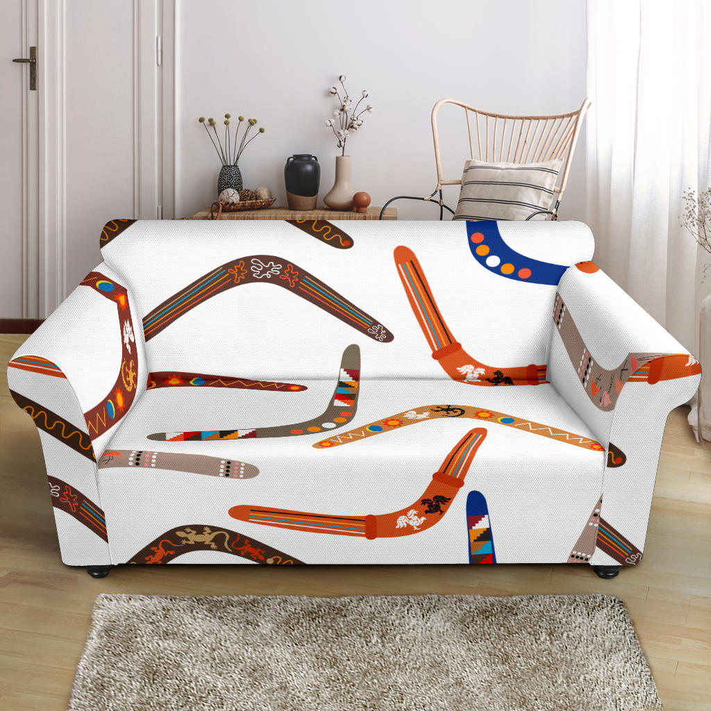 Boomerang Australian Aboriginal Ornament Pattern Loveseat Couch Slipcover