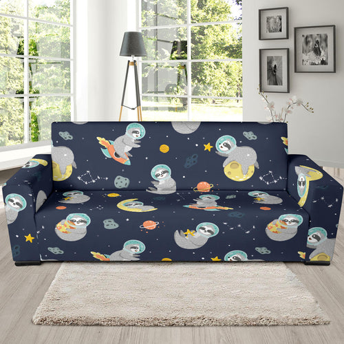 Cute Sloth Astronaut Star Planet Rocket Pattern Sofa Slipcover