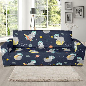 Cute Sloth Astronaut Star Planet Rocket Pattern Sofa Slipcover