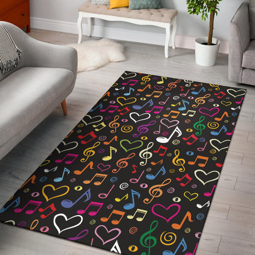 Music Notes Pattern Print Design 02 Area Rug