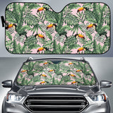 Toucan Tropical Green Jungle Palm Pattern Car Sun Shade