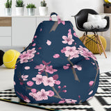 Pink Sakura Cherry Blossom Blue Background Bean Bag Cover