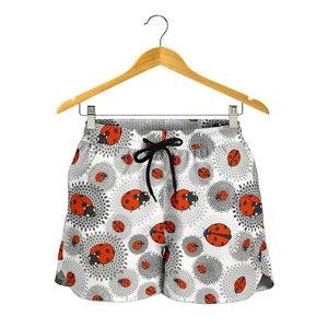 Ladybug Pattern Print Design 05 Women Shorts