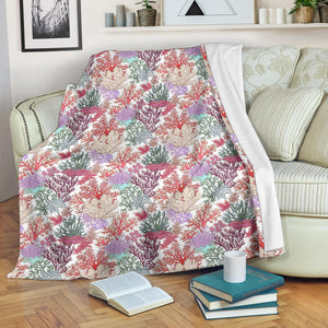 Coral Reef Pattern Print Design 03 Premium Blanket