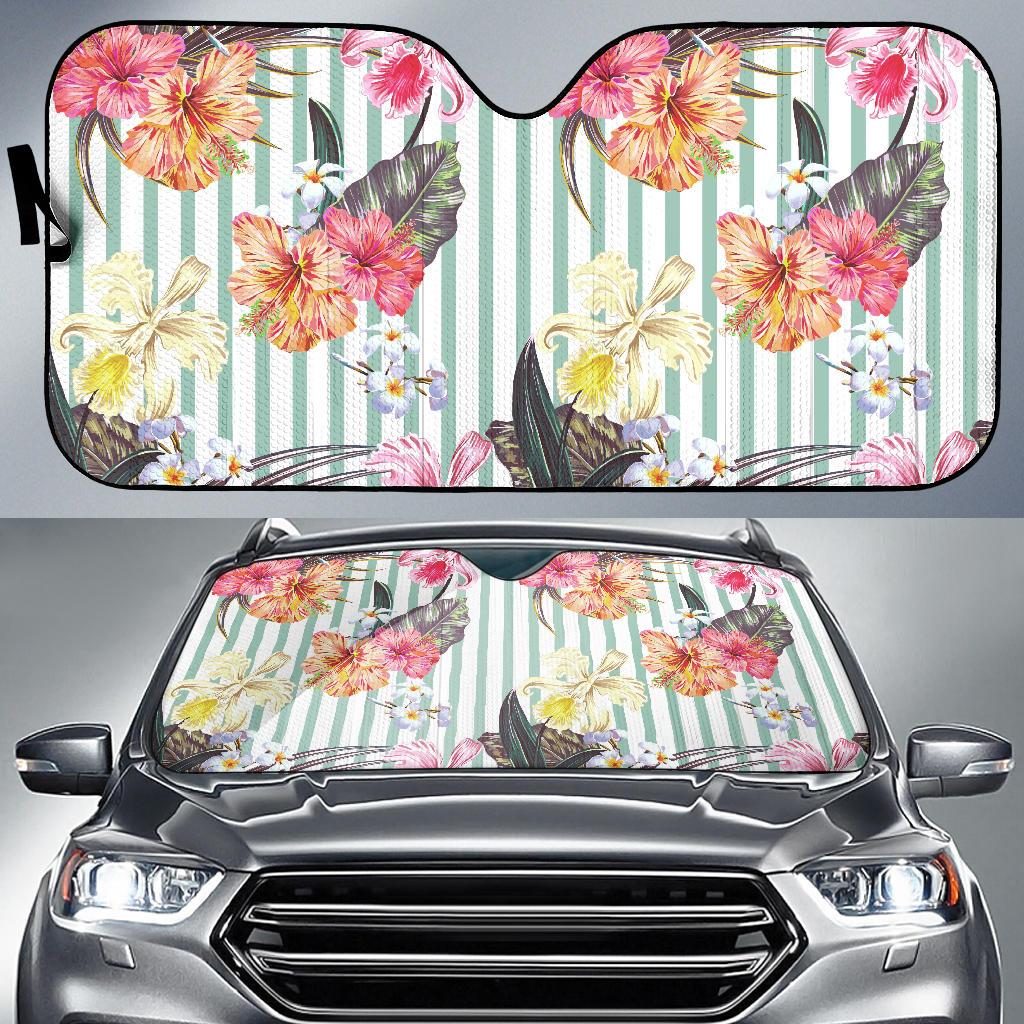 Colorful Orchid Flower Pattern Car Sun Shade