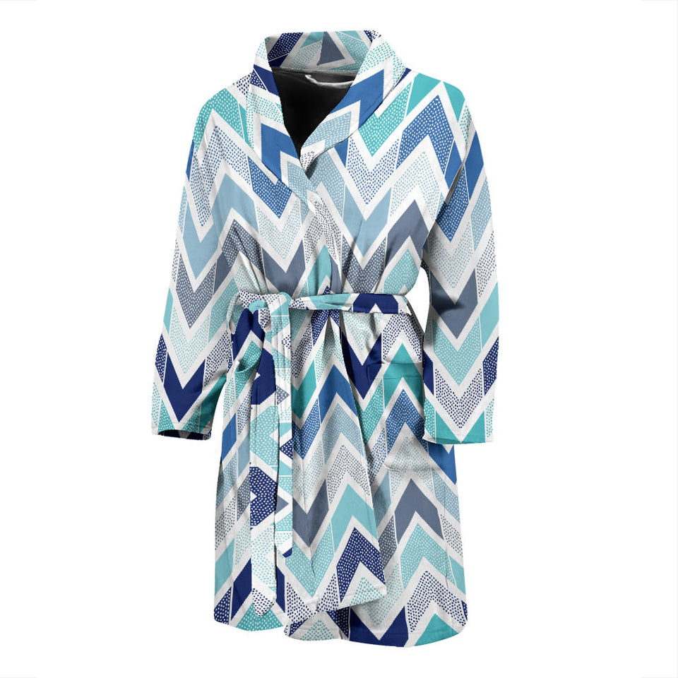 Zigzag  Chevron Blue Pattern Men'S Bathrobe